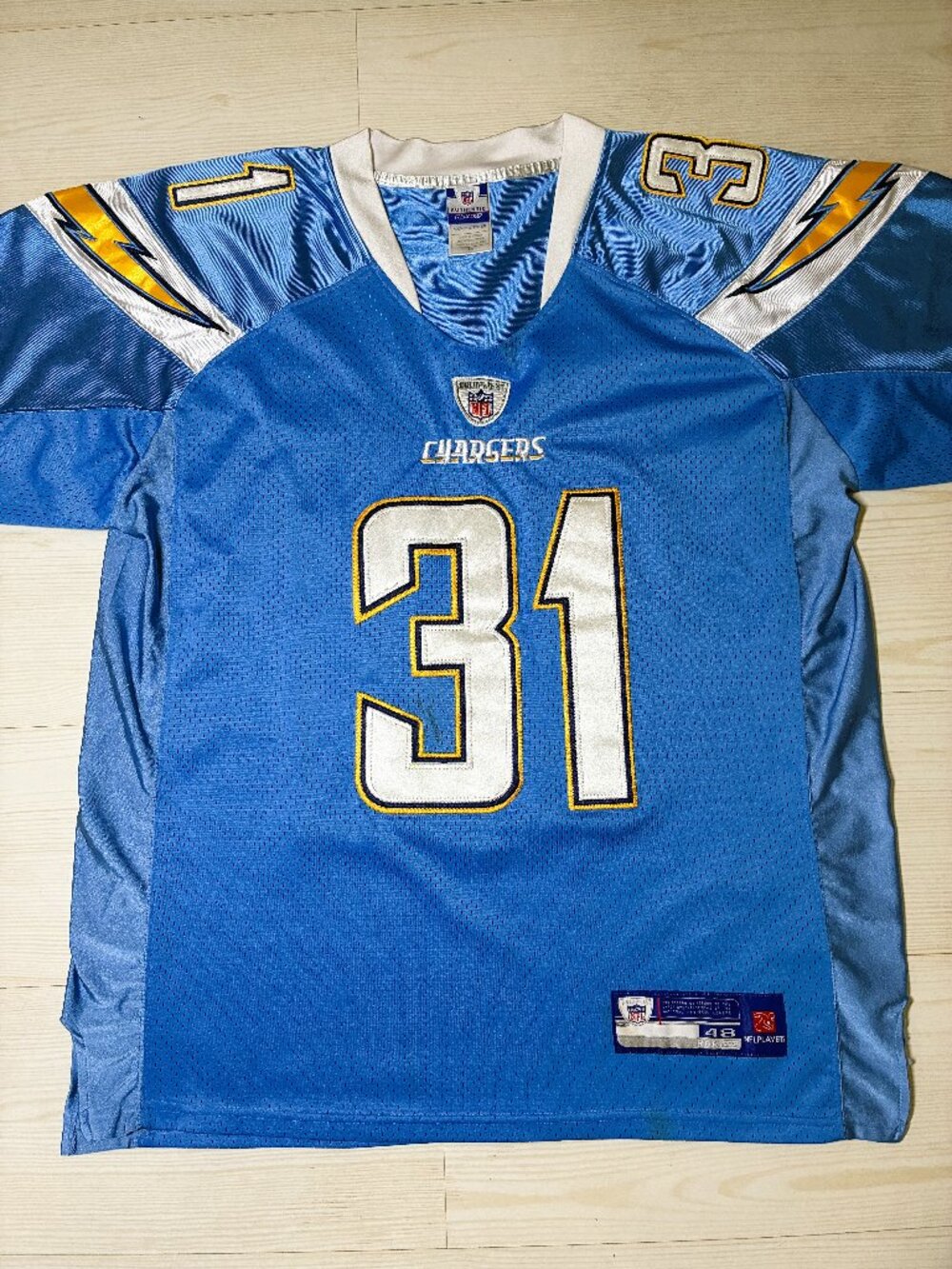 VTG Reebok Authentic Chargers Antonio Cromartie #31 Jersey Powder Blue Sewn S:48